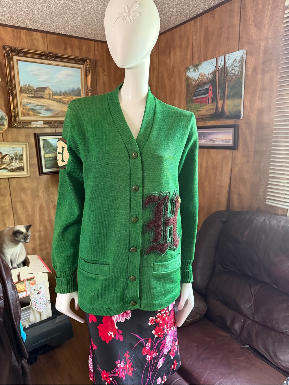 Vintage Wool Letterman-Style Sweater - Picture 2 of 10